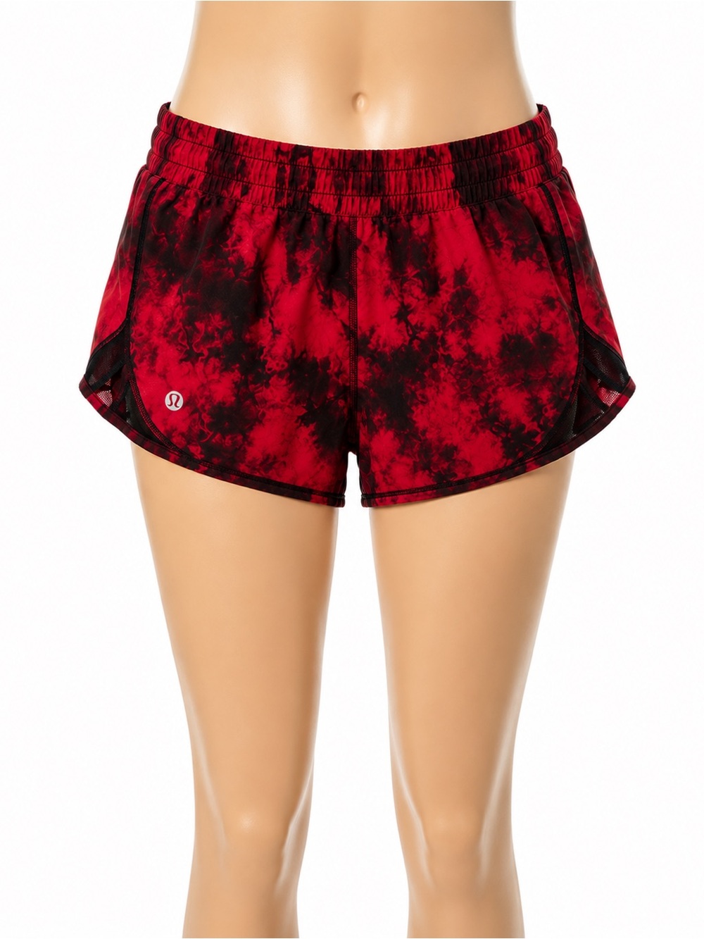 Lululemon Hotty Hot Lined Running Shorts Women's Size 6 Red Black Tie Dye